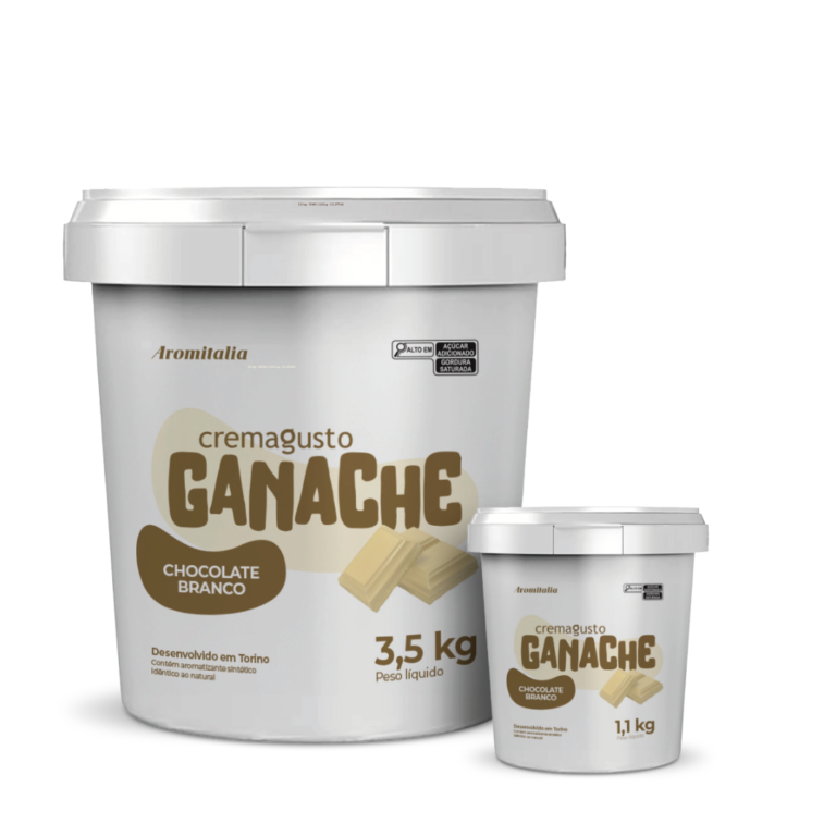Ganache de chocolate branco cremoso, com notas lácteas intensas e sem resíduo de gordura. Ideal para recheios, coberturas, mousses e mais.