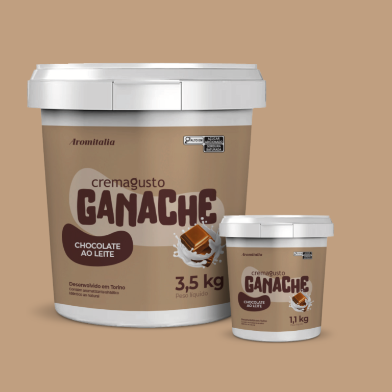 Ganache chocolate ao leite sabor clássico de chocolate ao leite, sem residual de gorduras, ideal para recheios, coberturas, mousses, etc.